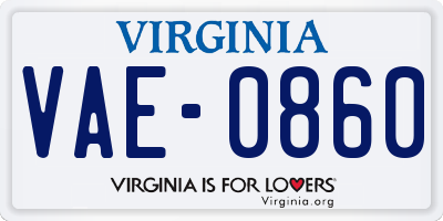 VA license plate VAE0860
