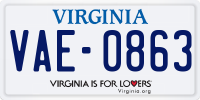 VA license plate VAE0863