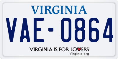 VA license plate VAE0864