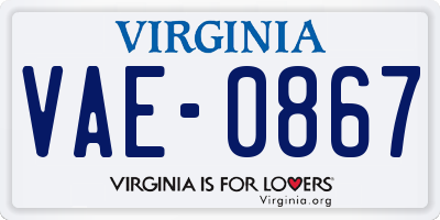 VA license plate VAE0867