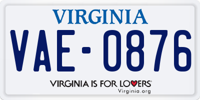 VA license plate VAE0876