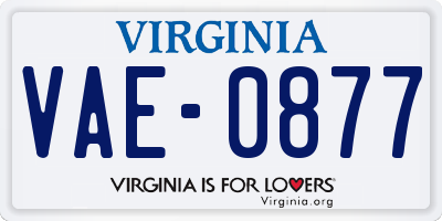 VA license plate VAE0877