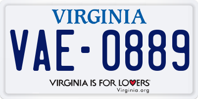 VA license plate VAE0889