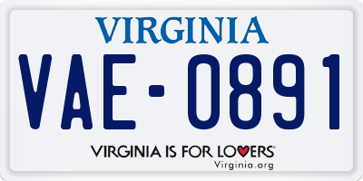 VA license plate VAE0891