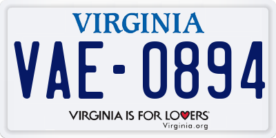 VA license plate VAE0894