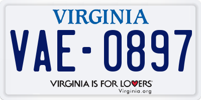 VA license plate VAE0897