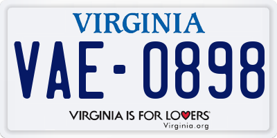 VA license plate VAE0898