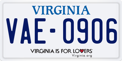 VA license plate VAE0906