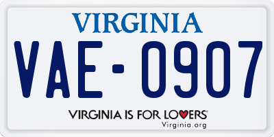VA license plate VAE0907