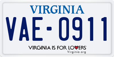 VA license plate VAE0911