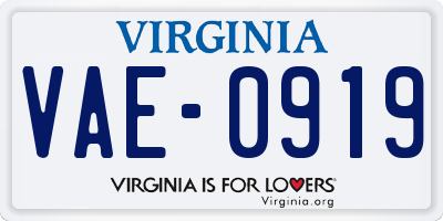VA license plate VAE0919