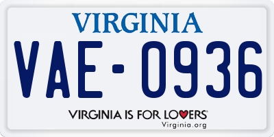 VA license plate VAE0936