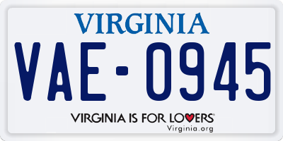 VA license plate VAE0945