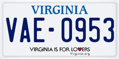 VA license plate VAE0953