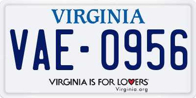 VA license plate VAE0956