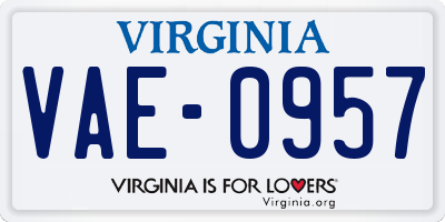 VA license plate VAE0957