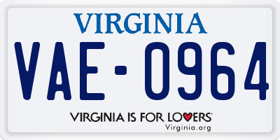 VA license plate VAE0964