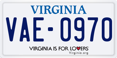 VA license plate VAE0970