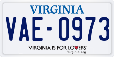 VA license plate VAE0973