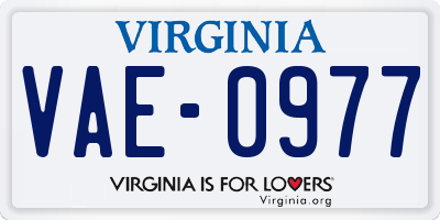 VA license plate VAE0977