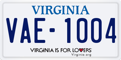 VA license plate VAE1004
