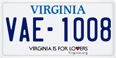 VA license plate VAE1008