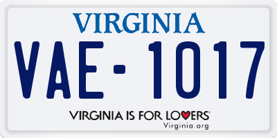 VA license plate VAE1017