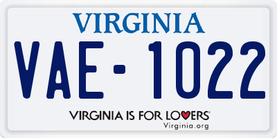 VA license plate VAE1022