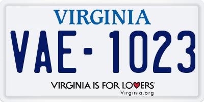 VA license plate VAE1023