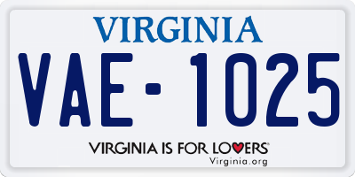 VA license plate VAE1025