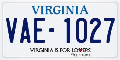 VA license plate VAE1027