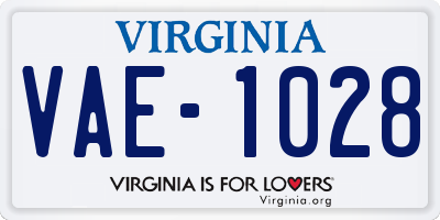 VA license plate VAE1028