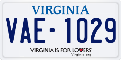 VA license plate VAE1029