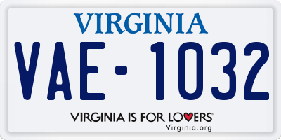 VA license plate VAE1032