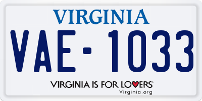 VA license plate VAE1033