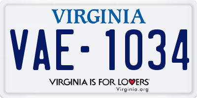 VA license plate VAE1034