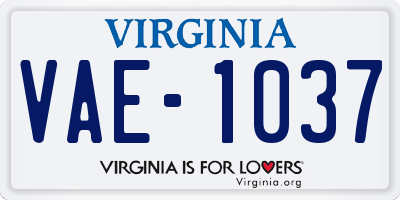 VA license plate VAE1037