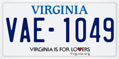 VA license plate VAE1049