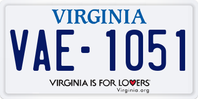 VA license plate VAE1051