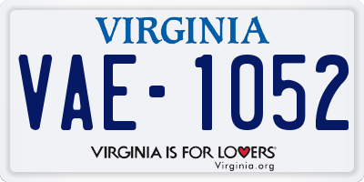 VA license plate VAE1052