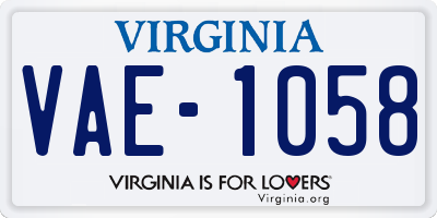 VA license plate VAE1058