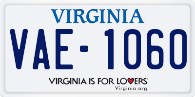 VA license plate VAE1060