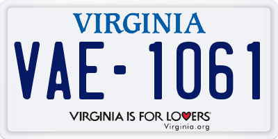 VA license plate VAE1061