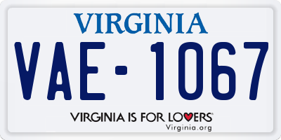 VA license plate VAE1067