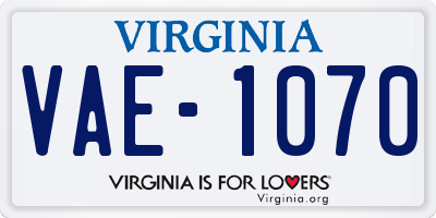 VA license plate VAE1070