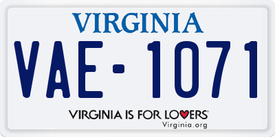 VA license plate VAE1071