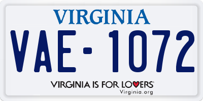 VA license plate VAE1072