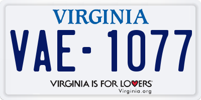 VA license plate VAE1077