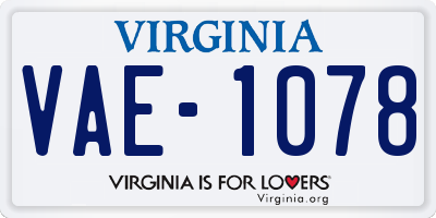 VA license plate VAE1078