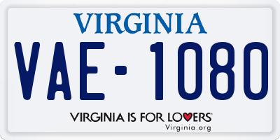 VA license plate VAE1080